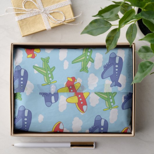 飛行機とジェット機かわいい1歳の誕生日パーティー 薄葉紙 (ギフト)