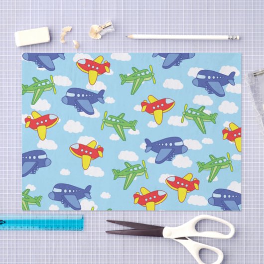 飛行機とジェット機かわいい1歳の誕生日パーティー 薄葉紙 (クラフト)