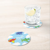 飛行機とジェット機、かわいい子どもの誕生日パーティー ラウンドペーパーコースター (インサイチュ)