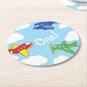飛行機とジェット機、かわいい子どもの誕生日パーティー ラウンドペーパーコースター (アングル)