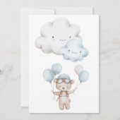 飛行機とテディベア誕生日 招待状 (裏面)