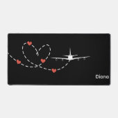 飛行機とハートシンプル航空旅行カスタム デスクマット (正面)