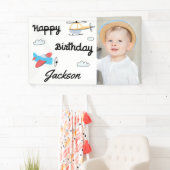 飛行機とヘリコプターの写真ハッピーバースデー 横断幕 (インサイチュ)