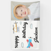 飛行機とヘリコプターの写真ハッピーバースデー 横断幕 (縦)