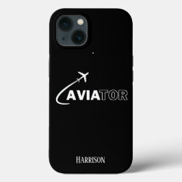 飛行機とミニマリストのモノグラムイニシャル iPhone 13ケース