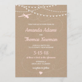 飛行機とライトがデザインされた素朴な結婚式の招待状 招待状