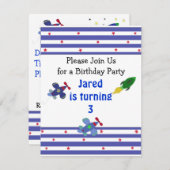 飛行機とロケットの誕生日招待状 招待状 (正面/裏面)