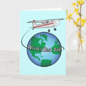 飛行機と世界で父の日 カード (黄色い花)