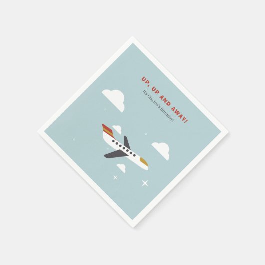 飛行機と雲の子供の誕生日パーティー スタンダードカクテルナプキン (角)
