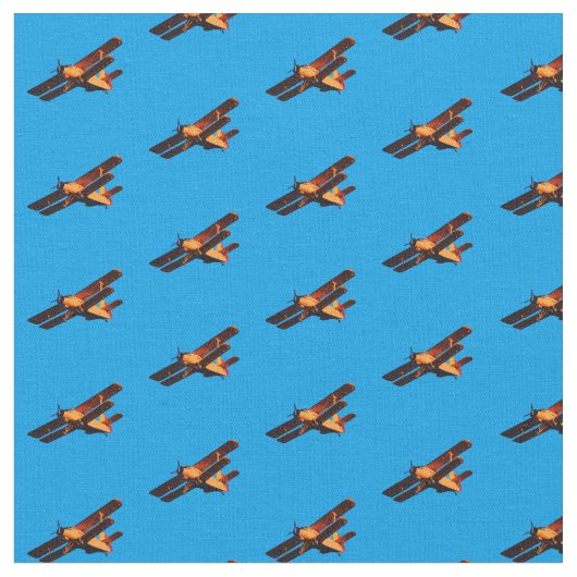 飛行機と青空/ヴィンテージ飛行機 ファブリック (クローズアップ)