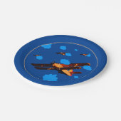 飛行機と青空 – ヴィンテージ飛行機/航空  ペーパープレート (アングル)