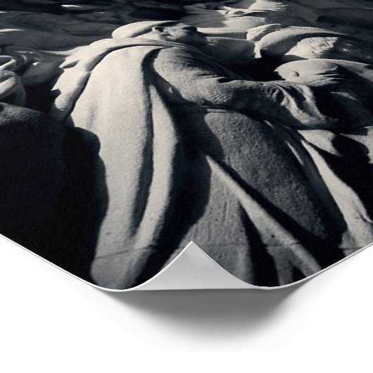 飛行機と黒と白のシカゴシティスカイライン ポスター (角)