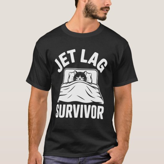 飛行機にゃんこ時差ぼけサバイバー Tシャツ (正面)