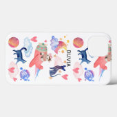 飛行機に乗ったかわいい牛、宇宙、猫、月、星 Case-Mate iPhoneケース (裏面 (横))