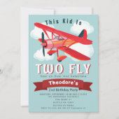 飛行機に乗って！2歳の誕生日パーティー招待状 招待状 (正面)