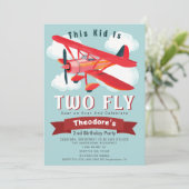 飛行機に乗って！2歳の誕生日パーティー招待状 招待状 (スタンド正面)