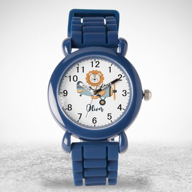 飛行機に乗っ魅力的た可愛いパーソナライズされたライオン 腕時計 (クリエイターアップロード済み)