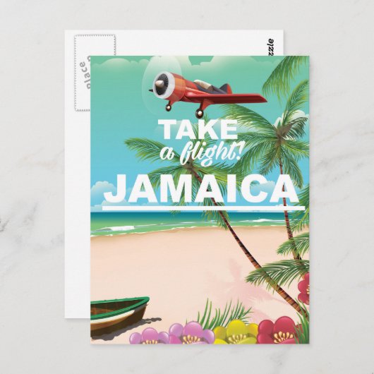 飛行機に乗れ！ジャマイカレトロバケーションポスター ポストカード (正面/裏面)