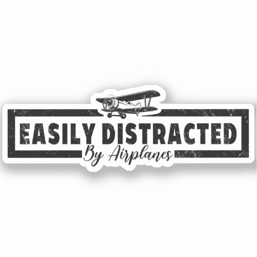 飛行機に容易に気を取られ、おもしろいパイロットことわざ シール (正面)