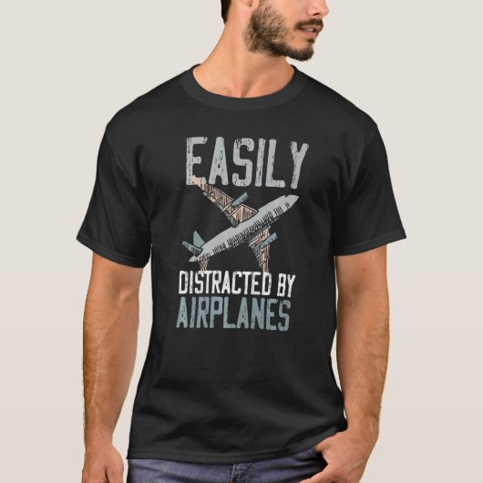 飛行機に簡単に気を取られる Tシャツ (正面)