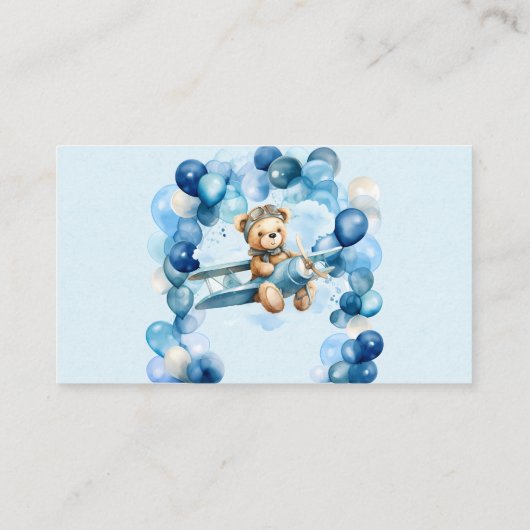 飛行機のおむつラッフルでかわいいテディベア 名刺 (裏面)