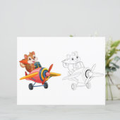 飛行機のカラーリングページでかわいい漫画のマウス (スタンド正面)