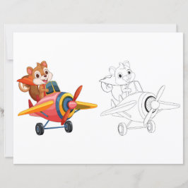 飛行機のカラーリングページでかわいい漫画のマウス