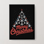 飛行機のクリスマスツリーのパイロット 缶バッジ (正面)