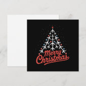 飛行機のクリスマスツリー パイロット シーズンカード (正面/裏面)