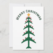 飛行機のクリスマスツリー&フォトミニマリスト シーズンカード (正面)