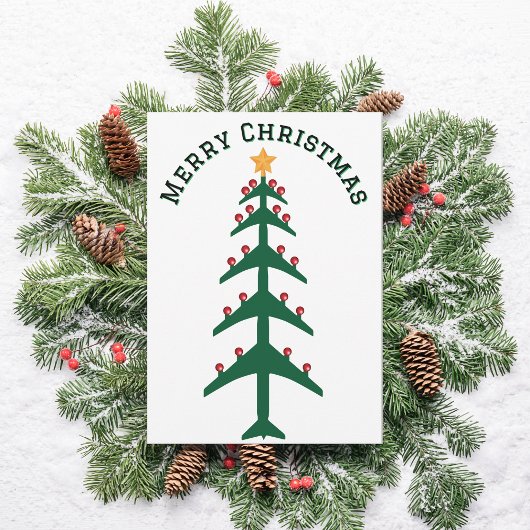 飛行機のクリスマスツリー&フォトミニマリスト シーズンカード