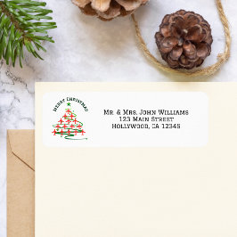 飛行機のクリスマスツリー、ミニマルなホリデー ラベル