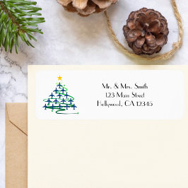 飛行機のクリスマスツリー、ミニマル写真 ラベル