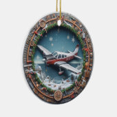 飛行機のクリスマス飾り セラミックオーナメント (右)