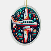 飛行機のクリスマス飾り セラミックオーナメント (右)