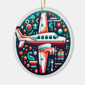 飛行機のクリスマス飾り セラミックオーナメント (左)