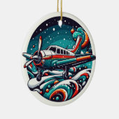 飛行機のクリスマス飾り セラミックオーナメント (右)