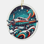 飛行機のクリスマス飾り セラミックオーナメント (左)