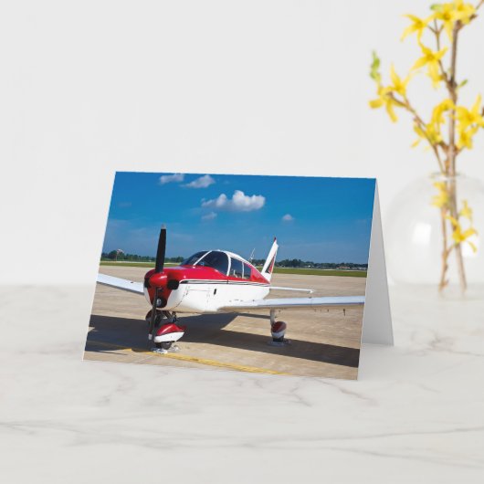 飛行機のグリーテ感動的ィングカード カード (黄色い花)