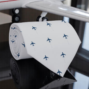飛行機のグレーのネクタイと飛行機パターン ネクタイ