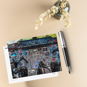 飛行機のコックピット写真、クールで楽しい航空の誕生日 ポストカード