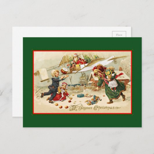 飛行機のサンタ シーズンポストカード (正面/裏面)