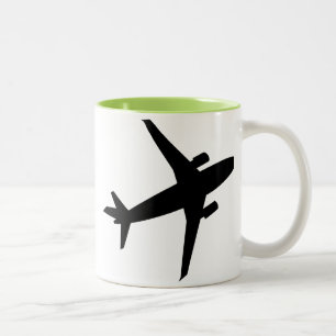 飛行機のシルエット; カッコいい ツートーンマグカップ