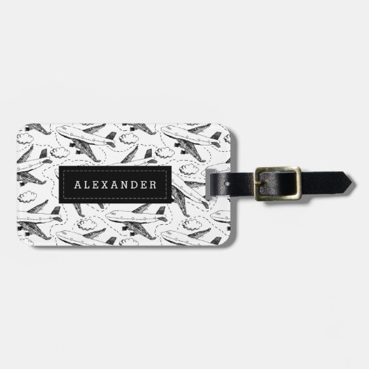 飛行機のスケパーソナライズされたッチ ラゲッジタグ (正面横)