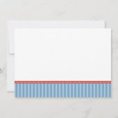 飛行機のストライプの赤い警官のベビーシャワー 招待状 (裏面)