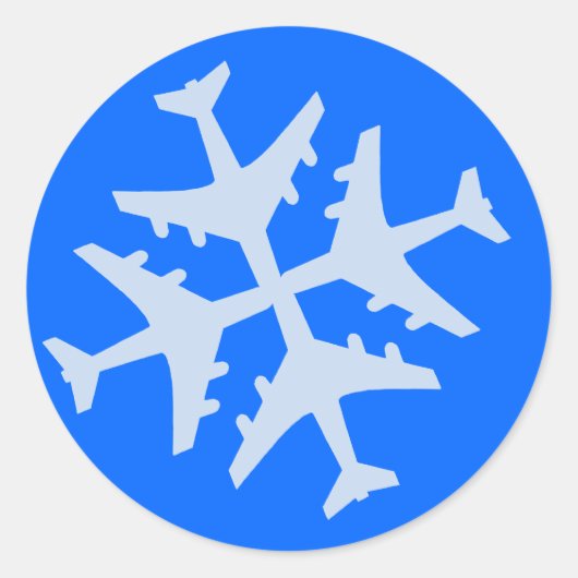飛行機のスノーフレーク ラウンドシール (正面)