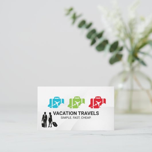 飛行機のスーツケースのロゴ |ビジネス関係者 名刺 (スタンド正面)