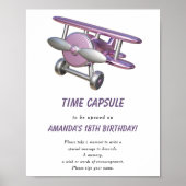 飛行機のタイムカプセル 1歳の誕生日 ポスター (正面)