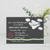 飛行機のチョークのスケッチの黒板のパーティの招待状 招待状 (スタンド正面)