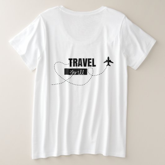 飛行機のテーマのかわいいデザイン プラスサイズTシャツ (デザイン裏面)